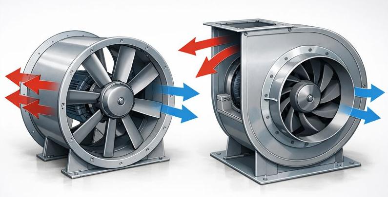 Чем отличается центробежный вентилятор от осевого